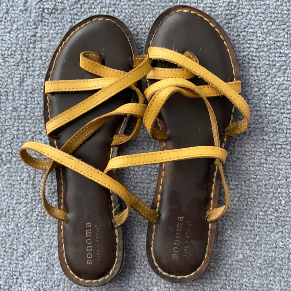 Sonoma sandals with gold/yellow straps